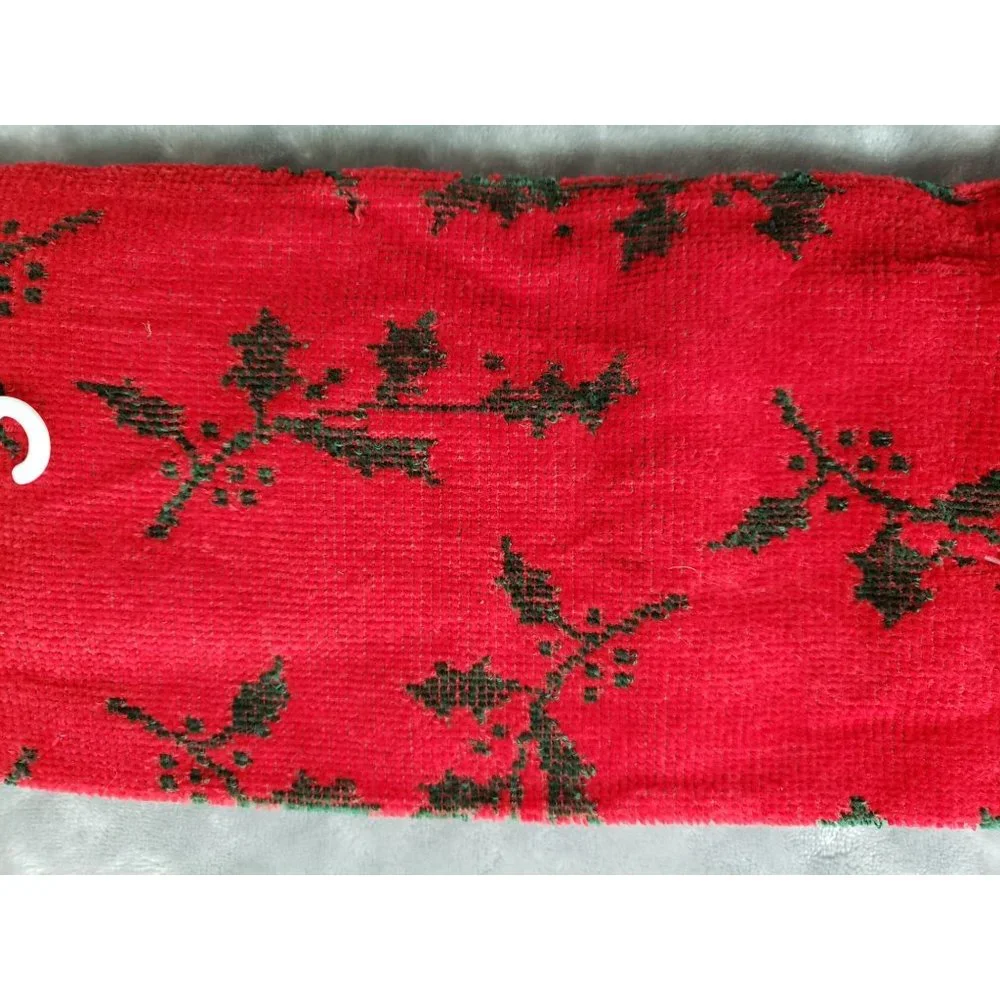 Peachtree Christmas Holly Festive embroidered Gold Red‎ Kitchen Hand towel